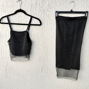 Opening Ceremony Black and White Mesh Crop Top